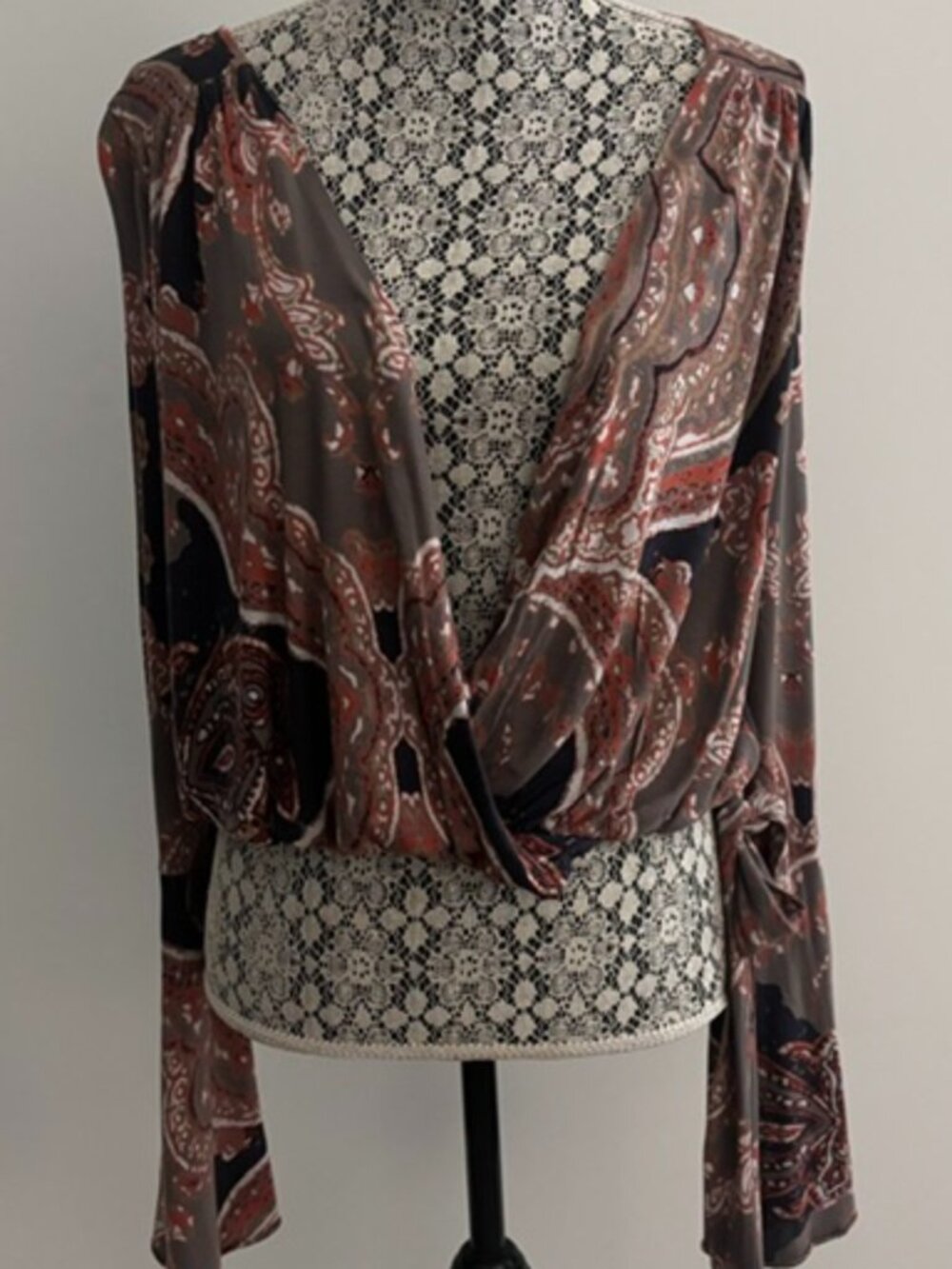 Free People Multi-color Paisley Print Long Sleeve Top - Small